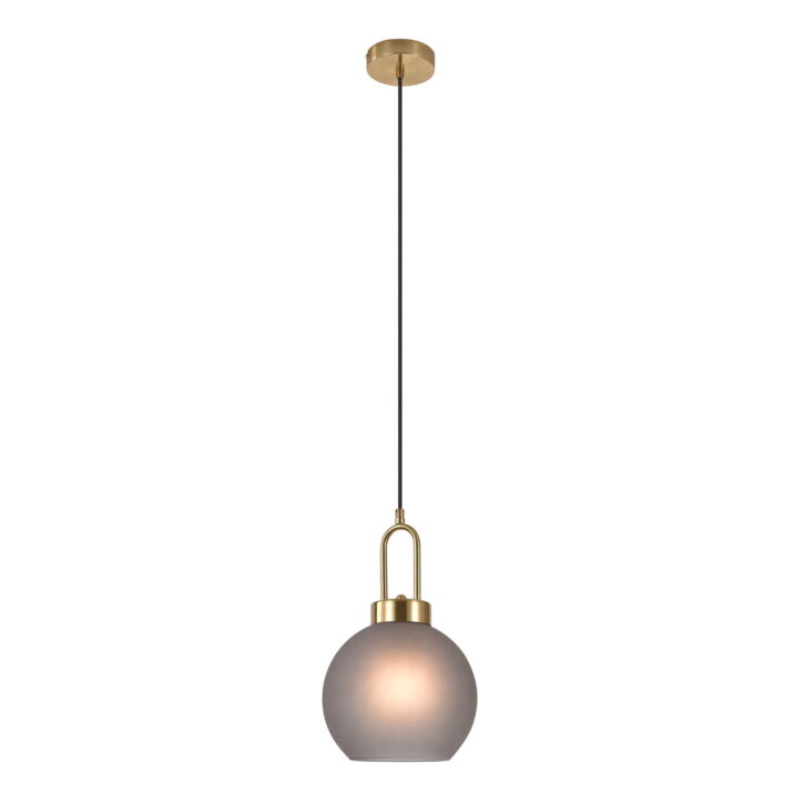 QUVIO Hanglamp – Rookglas – Ø20 cm – 150 cm snoer – Messing