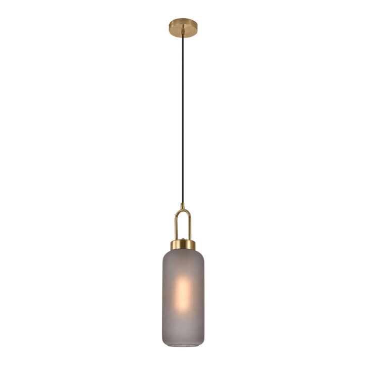 QUVIO Ovale hanglamp – Rookglas – 150 cm snoer- Messing fitting