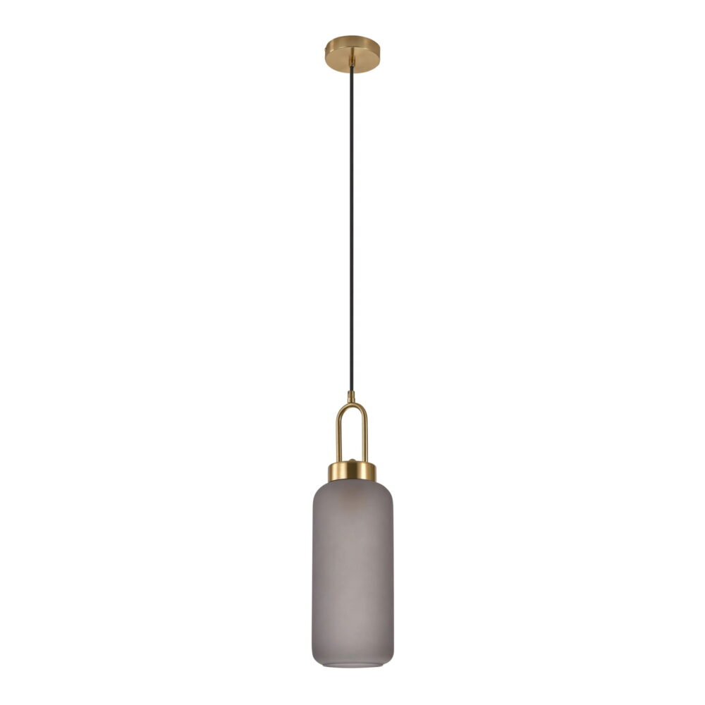 QUVIO Ovale hanglamp – Rookglas – 150 cm snoer- Messing fitting