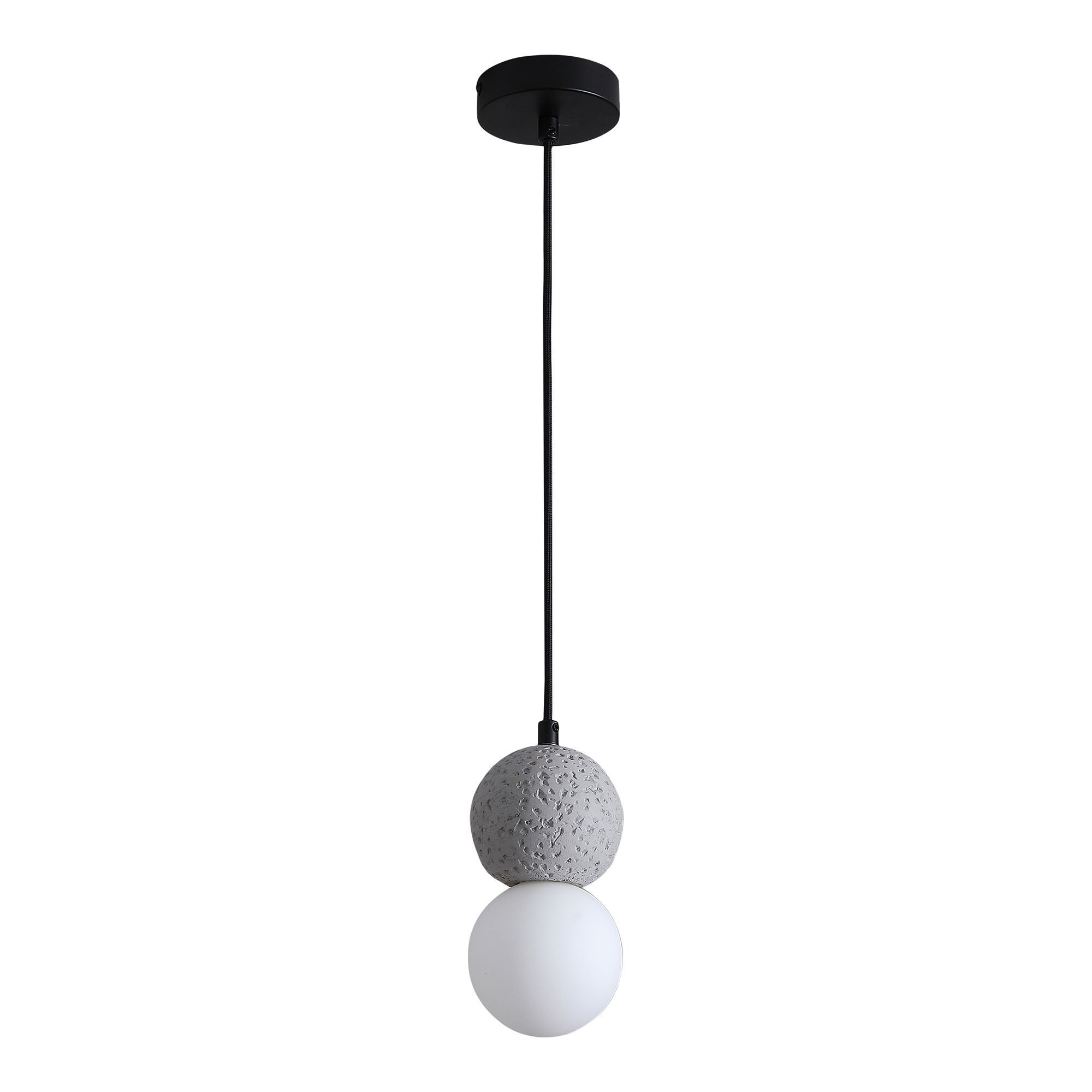 QUVIO Hanglamp – Stijlvol en Modern – Grijs – Glas en Cement