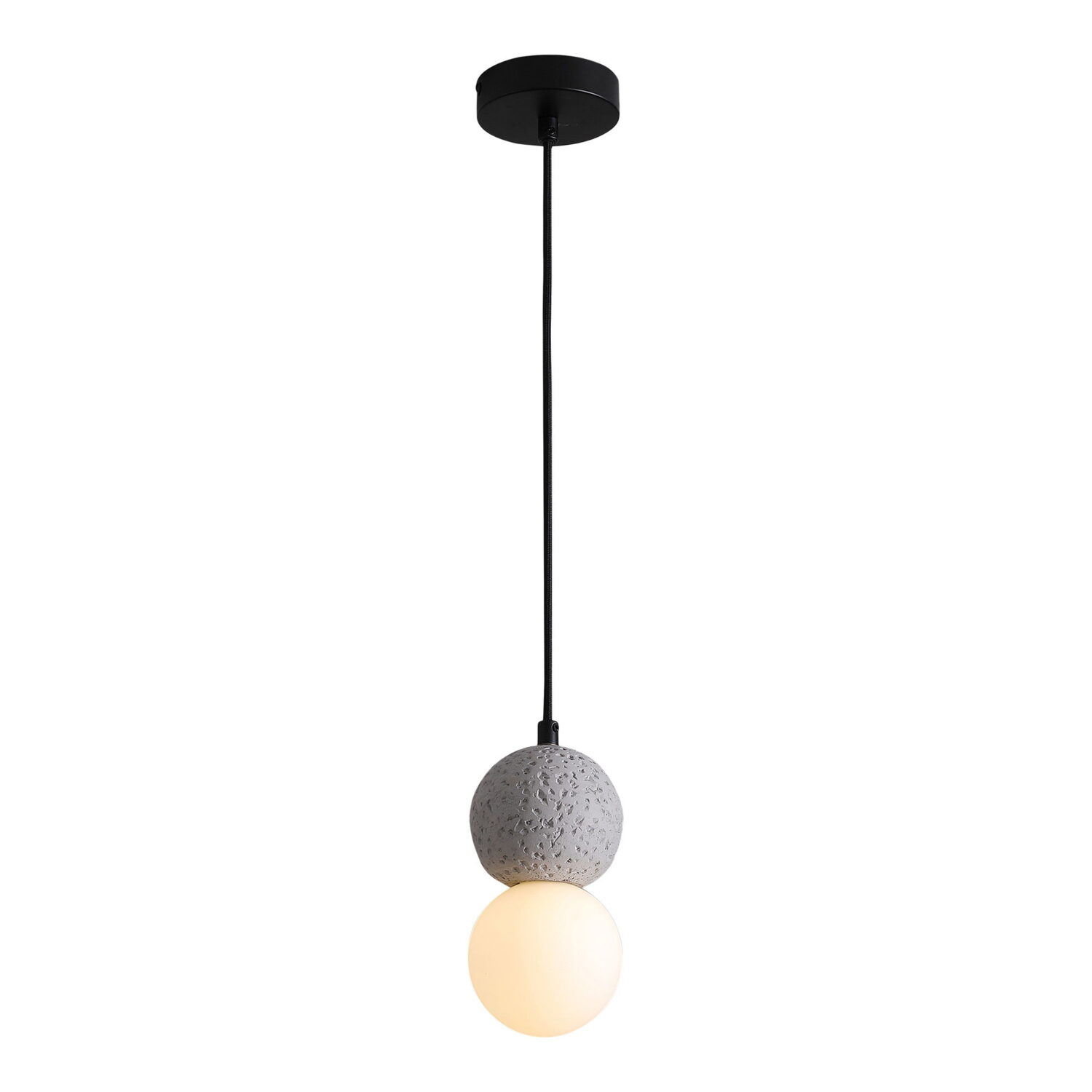 QUVIO Hanglamp – Stijlvol en Modern – Grijs – Glas en Cement