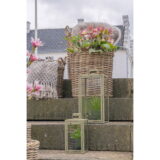 QUVIO Glazen lantaarns  – Groen – Staal en glas – Set van twee