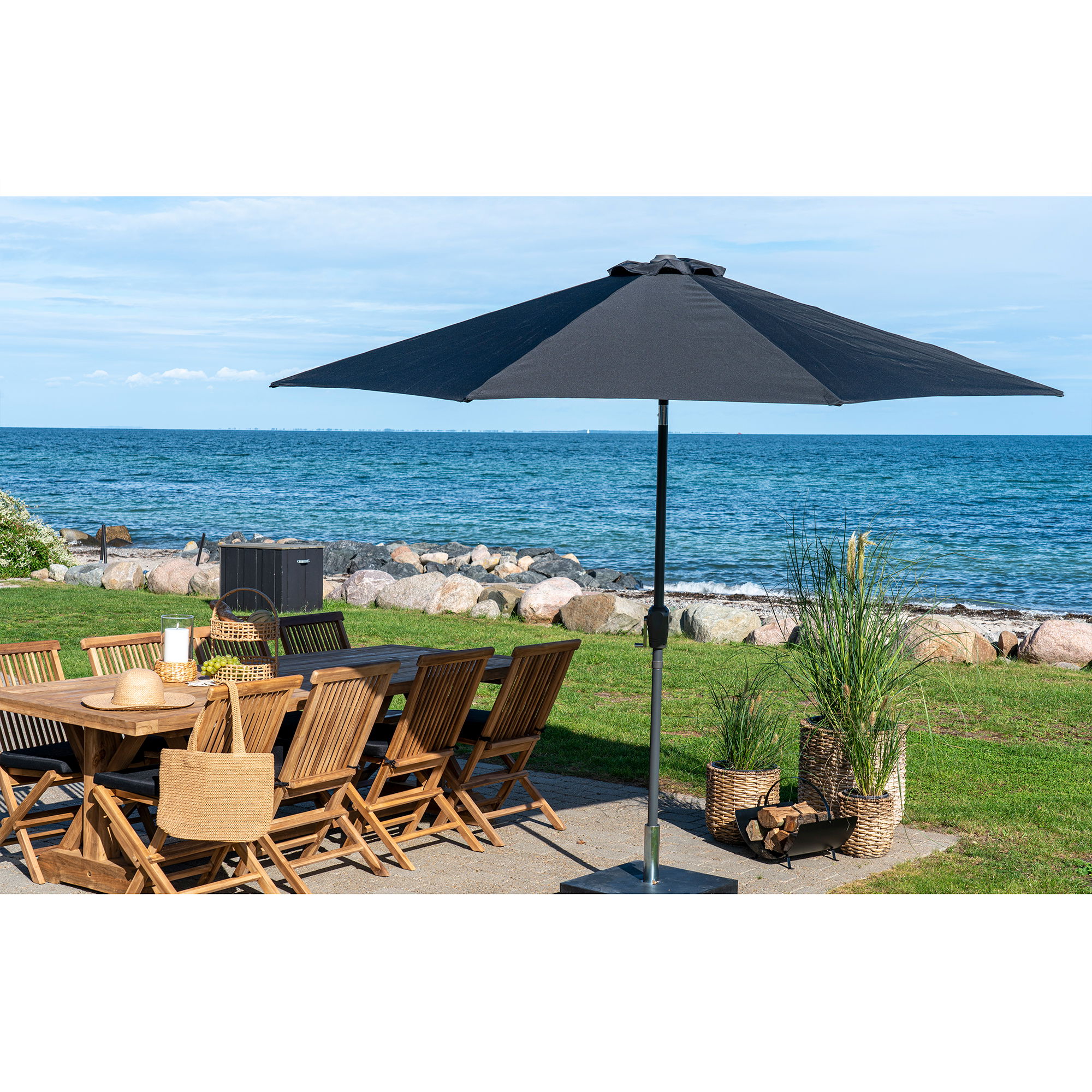 QUVIO Parasol – Draaimechanisme en Kantelfunctie – Zwart – 300 cm