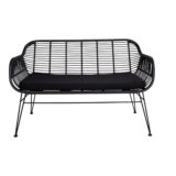 zwarte tuinbank, tuinbank zwart, zwarte tuinbank van staal en PE rattan, stalen tuinbank, tuinbank,