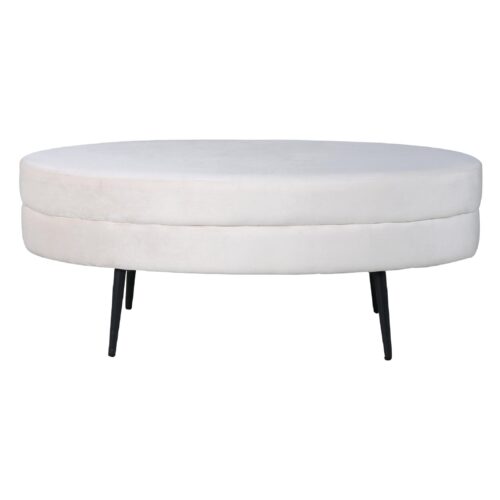 Zwart Beige Fluwelen Poef afbeelding 1