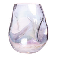 Glazen vaas, glazen vaas in parelmoer, vaas ingedeukt, vaas, bloemenvaas , vaas glas, vazen, parelmoer vaas, iriserende glans, regenboogkleur