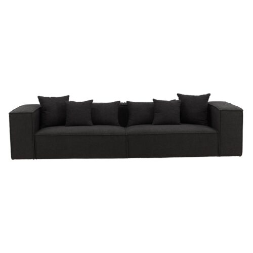 Luxe Scandinavische bank zwart bouclé afbeelding 1
