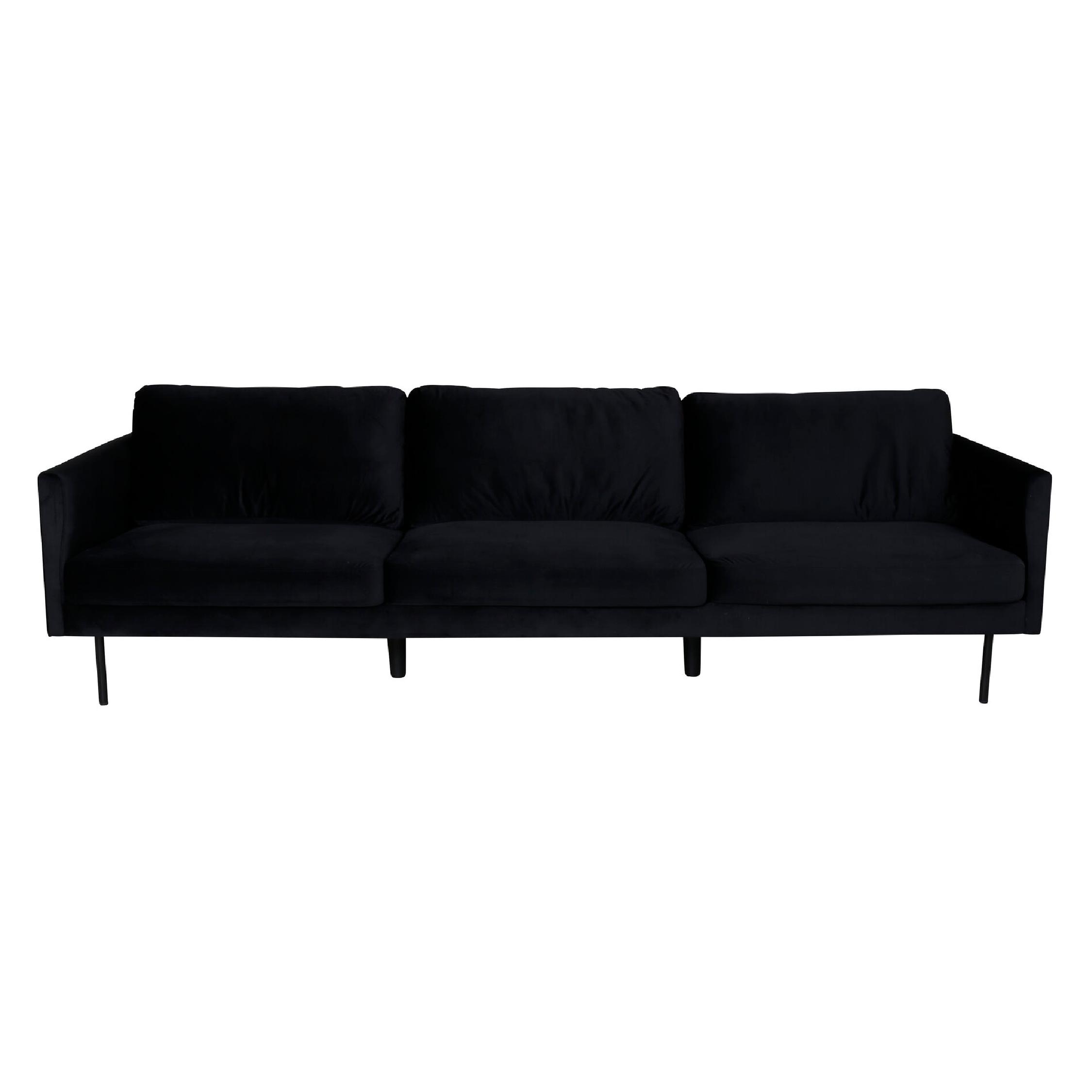 Zwarte fluwelen 3-zitsbank Scandinavisch design afbeelding 1