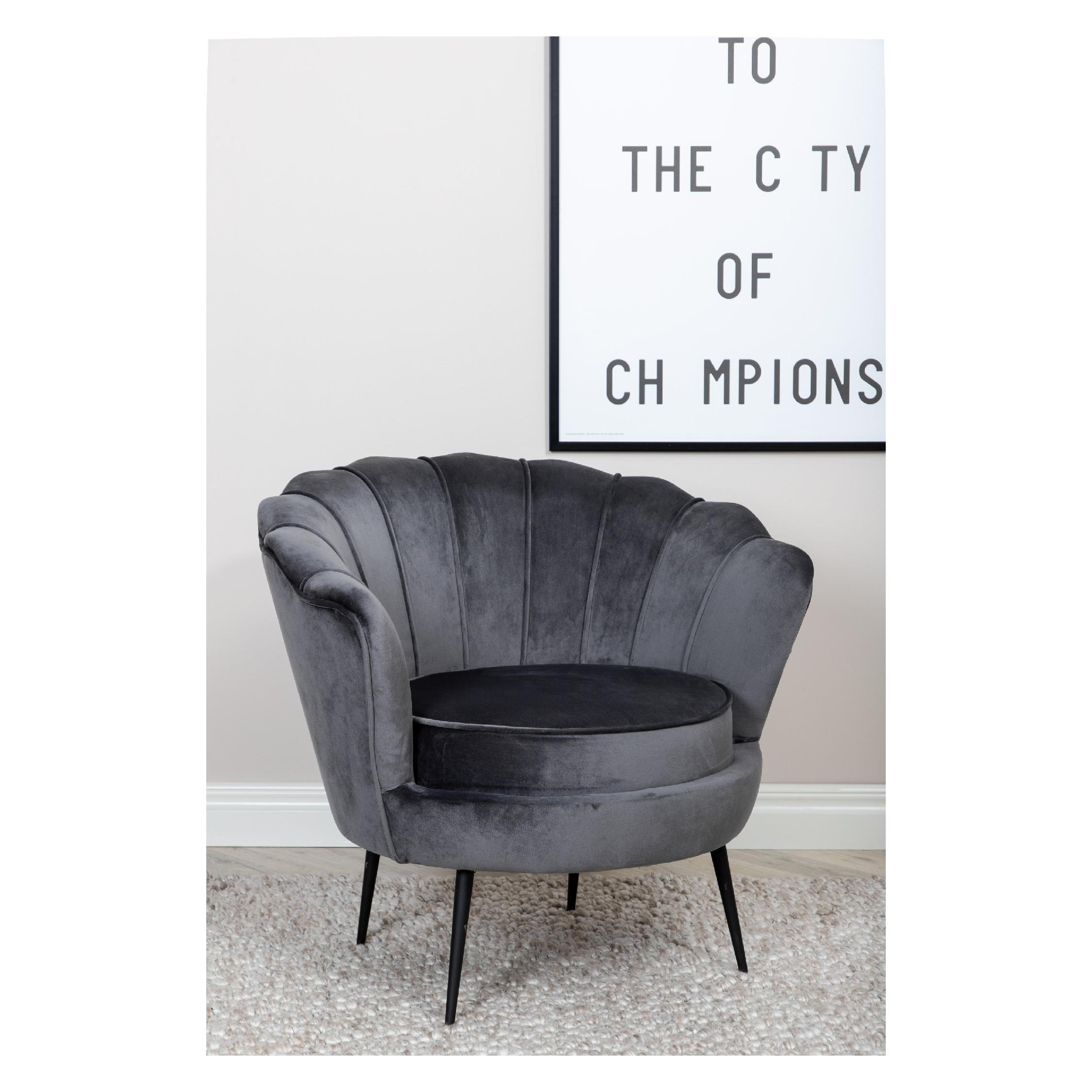 Donkergrijze fluwelen fauteuil afbeelding 9