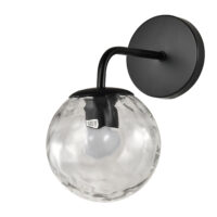 Zwarte wandlamp met glazen bol