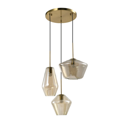 Hanglamp met bruine glazen kappen