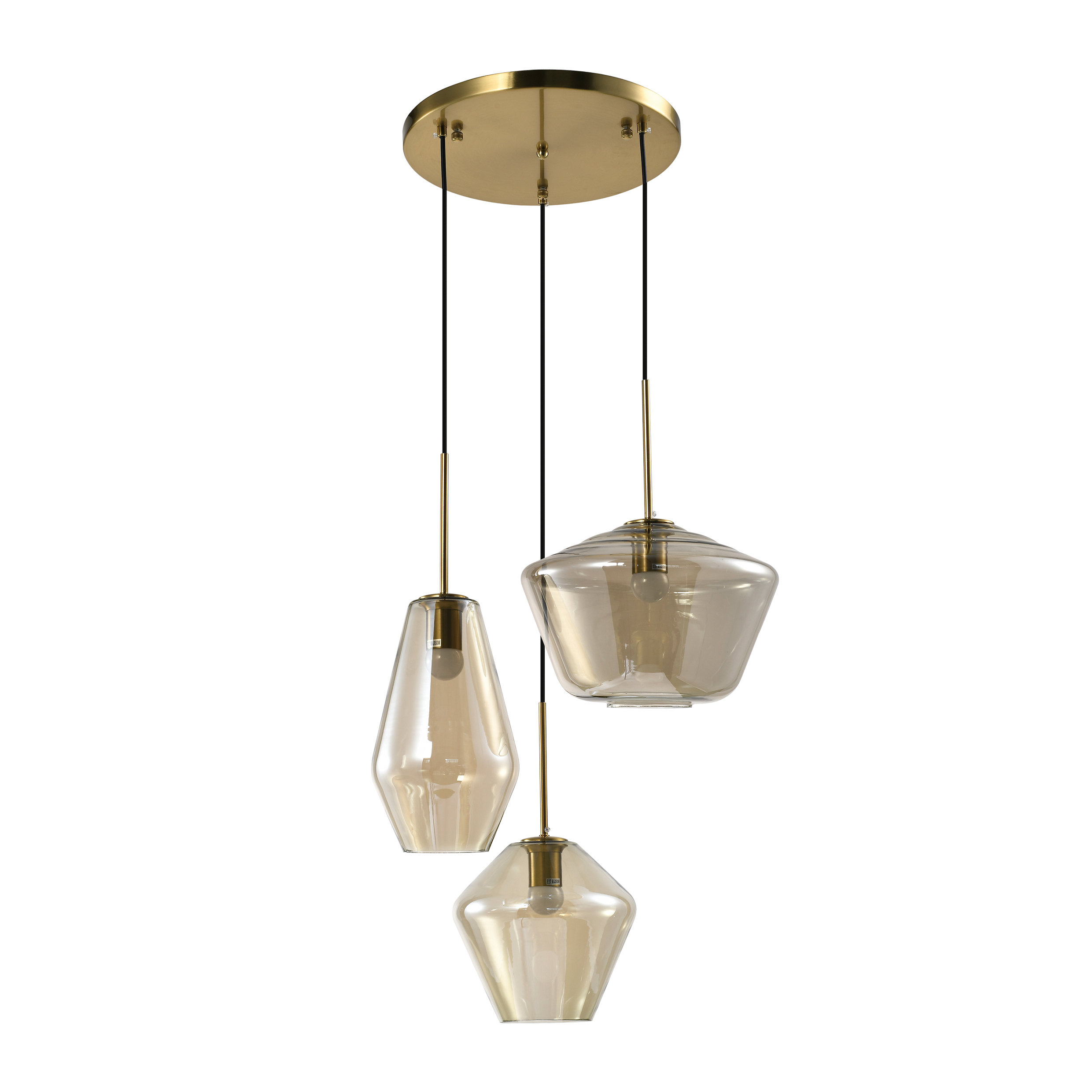 Hanglamp met bruine glazen kappen