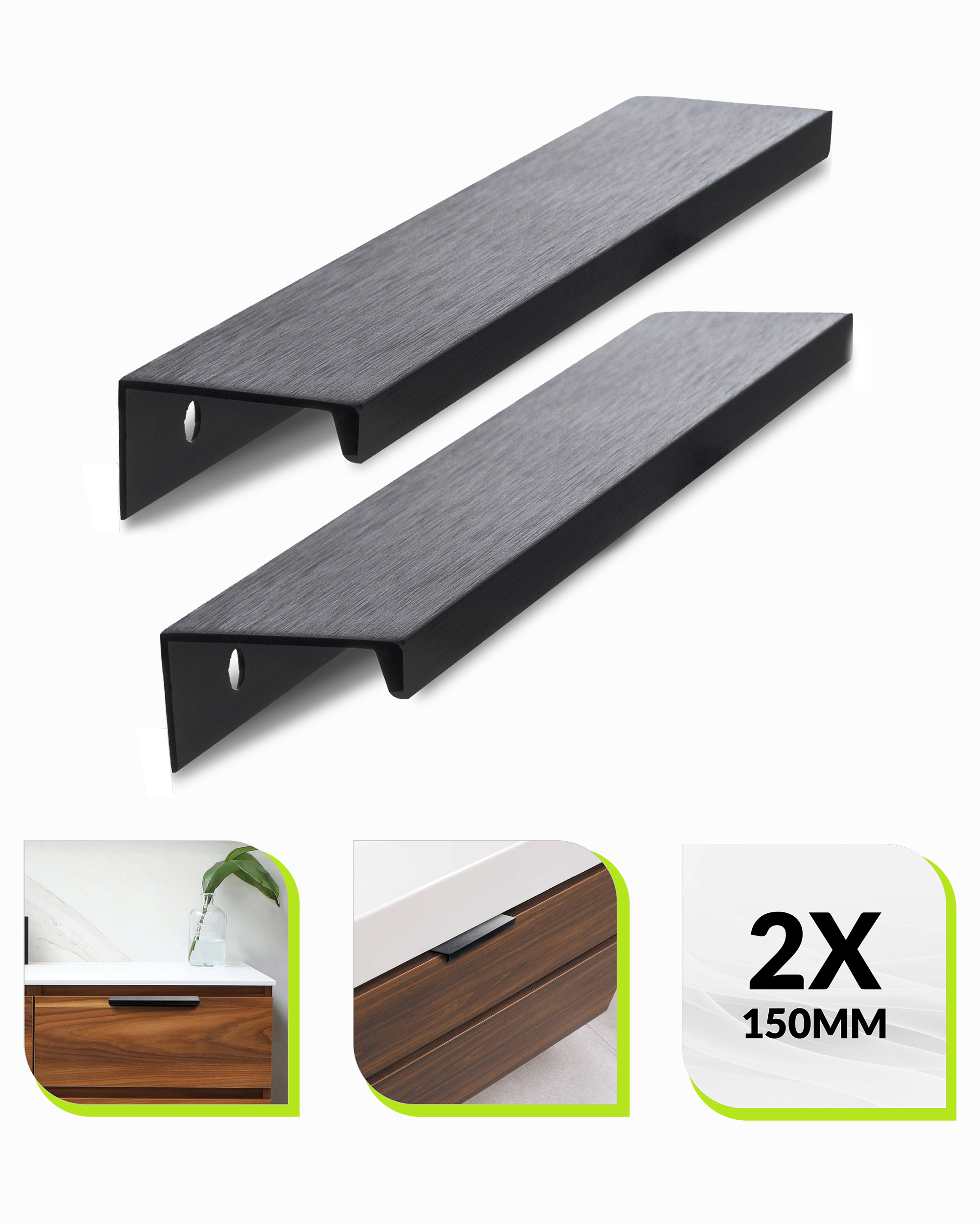 zwarte stalen handgrepen 150 mm afbeelding 1