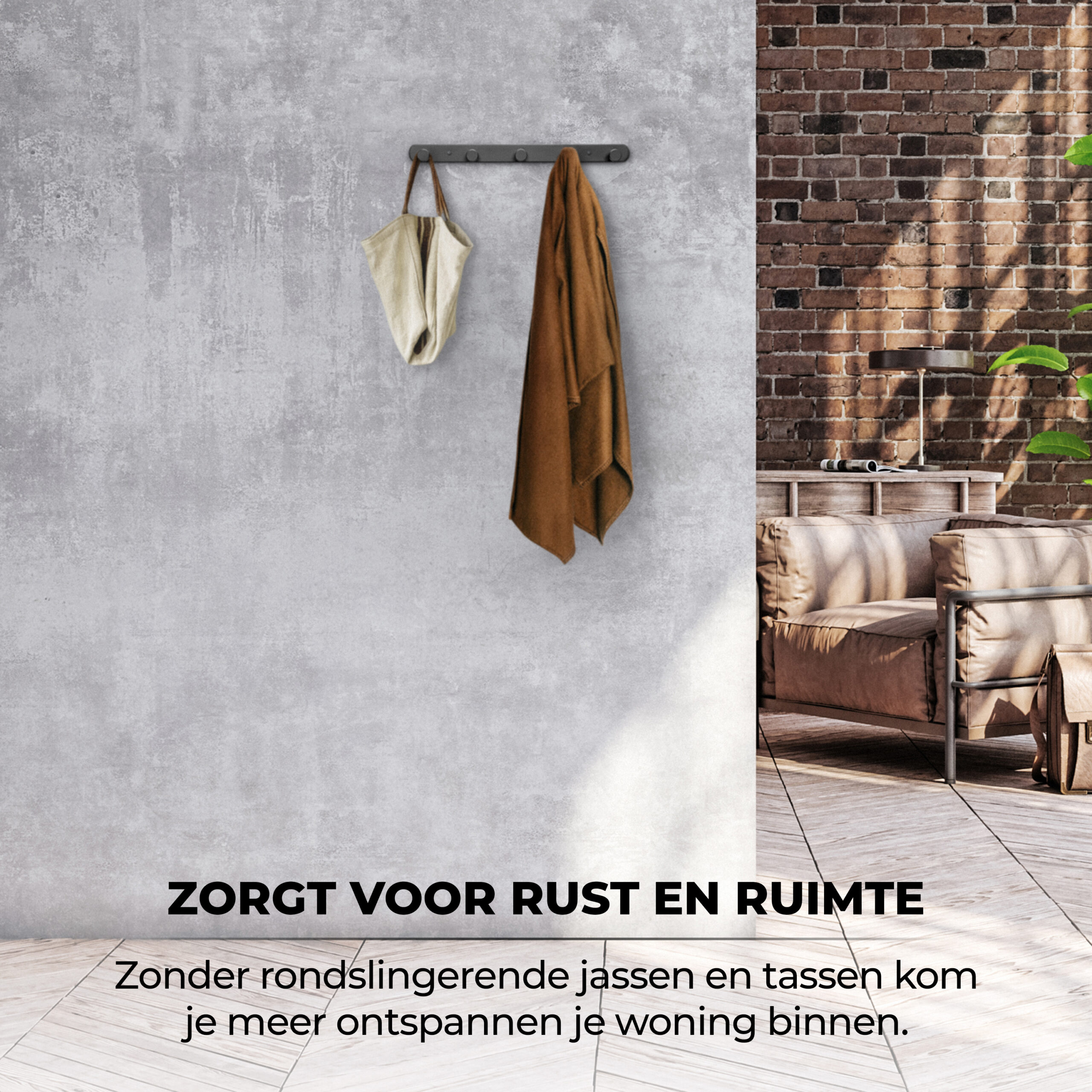 Industriële wandkapstok zwart afbeelding 8