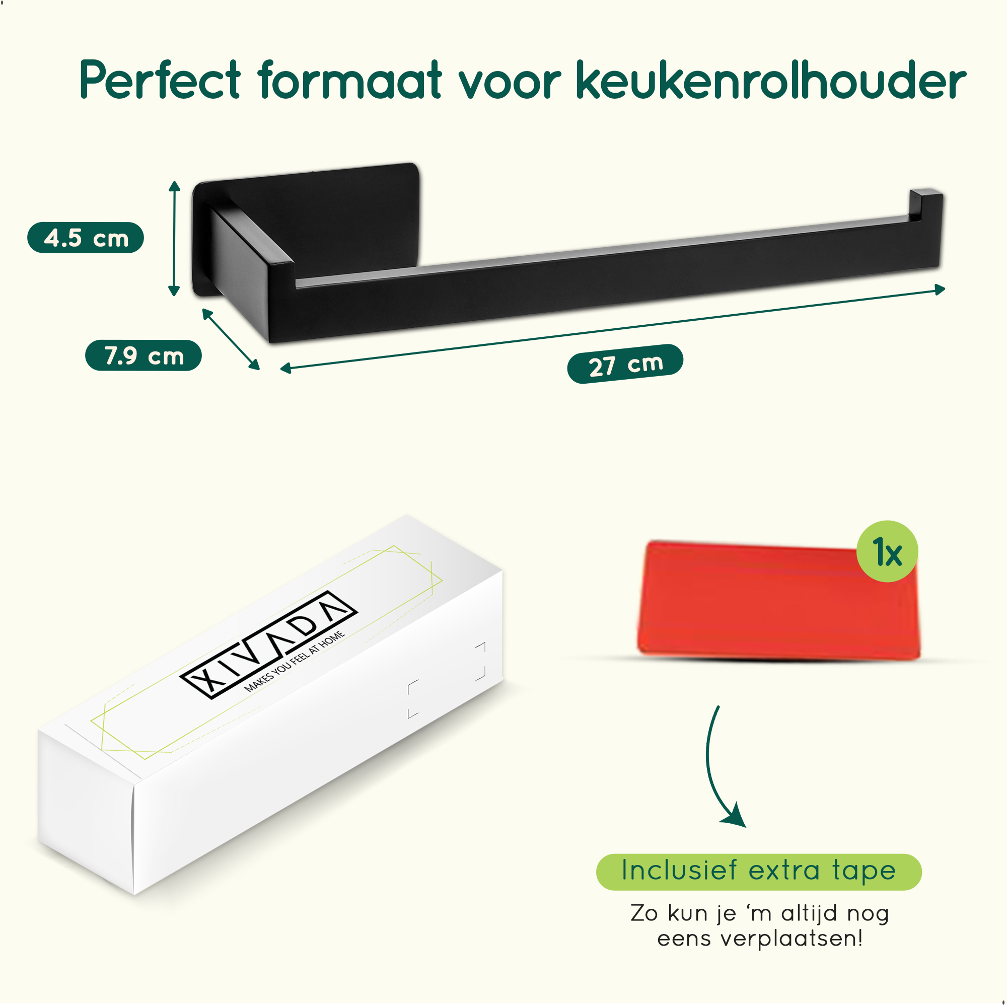 Zelfklevende keukenrolhouder zwart afbeelding 8