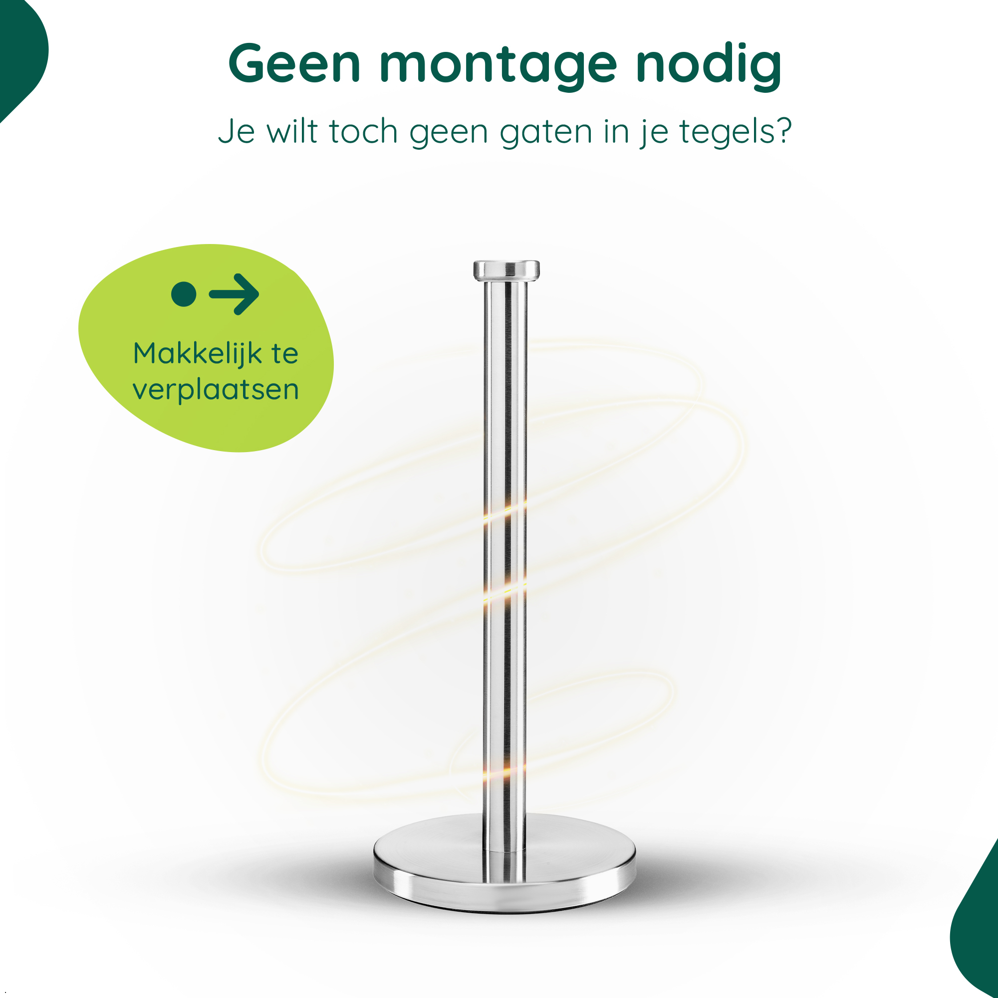 RVS keukenrolhouder vrijstaand afbeelding 3