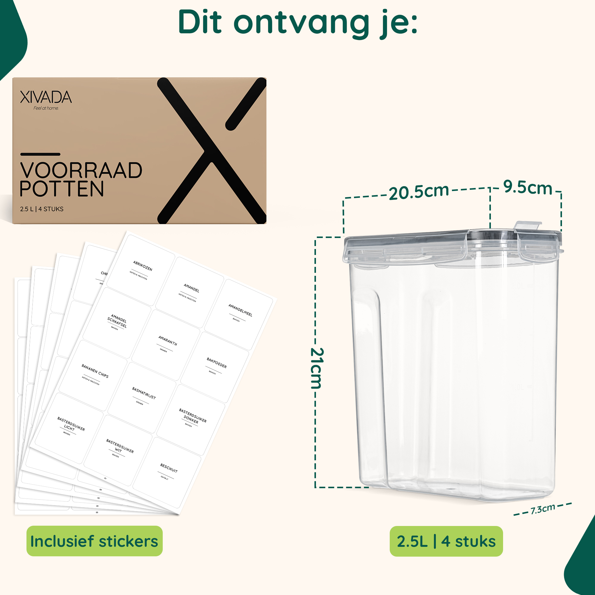 XIVADA voorraadbussen set 2.5L afbeelding 10