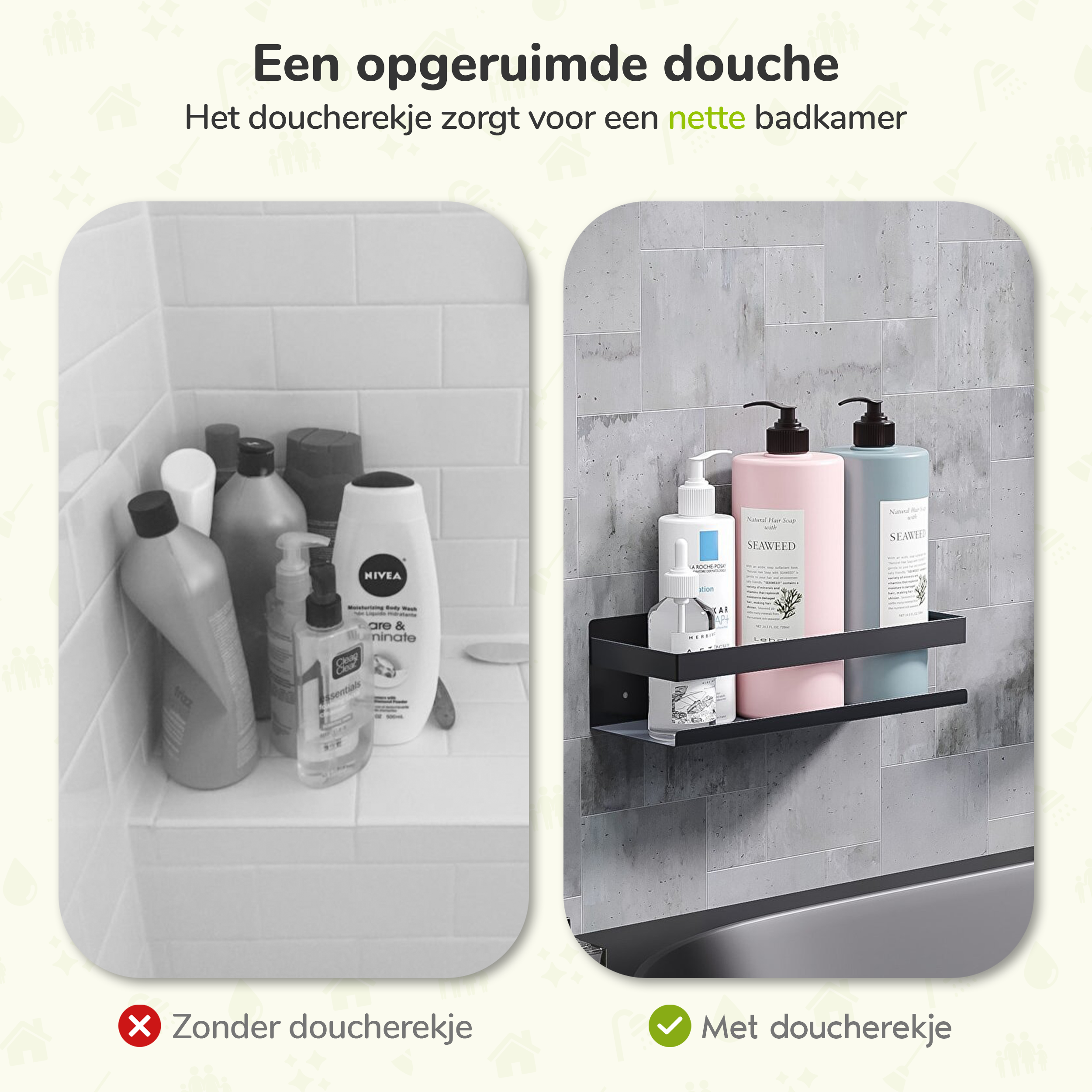 Zwart doucherek zonder boren afbeelding 8