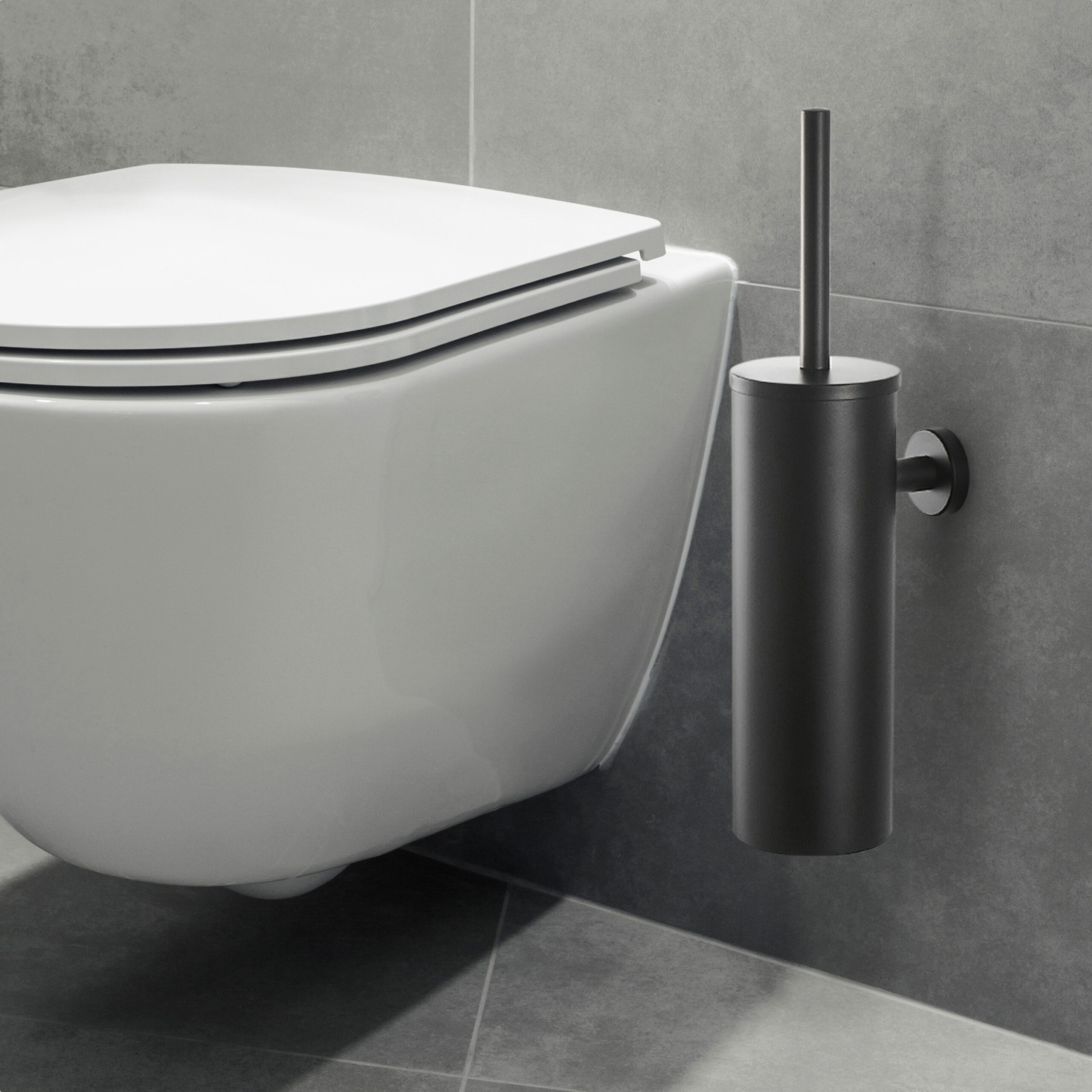 Zwarte toiletborstelhouder muurmontage afbeelding 9