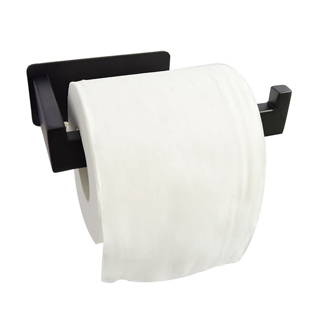 Zelfklevende zwarte toiletrolhouder afbeelding 3