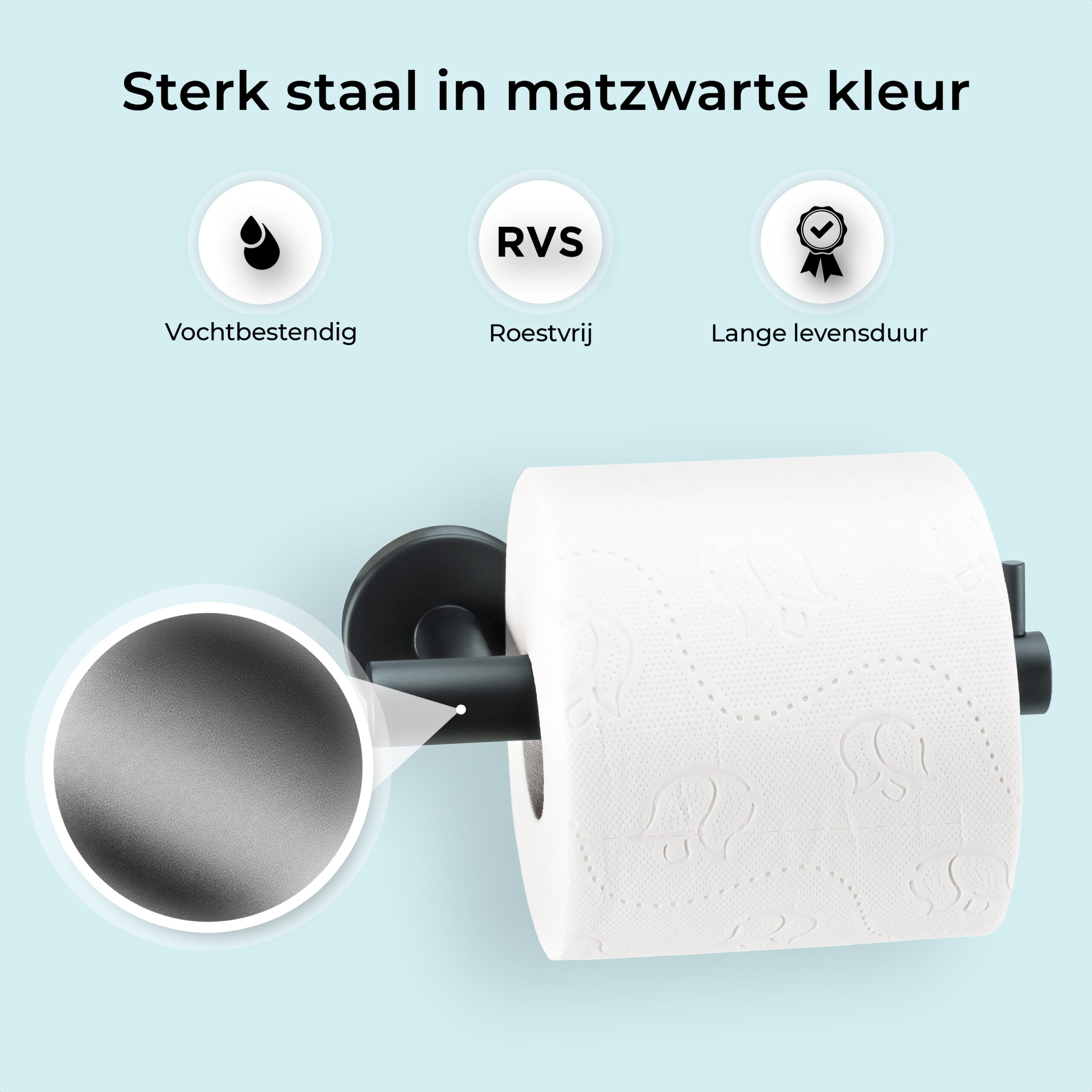 Industriële toiletrolhouder zwart afbeelding 4