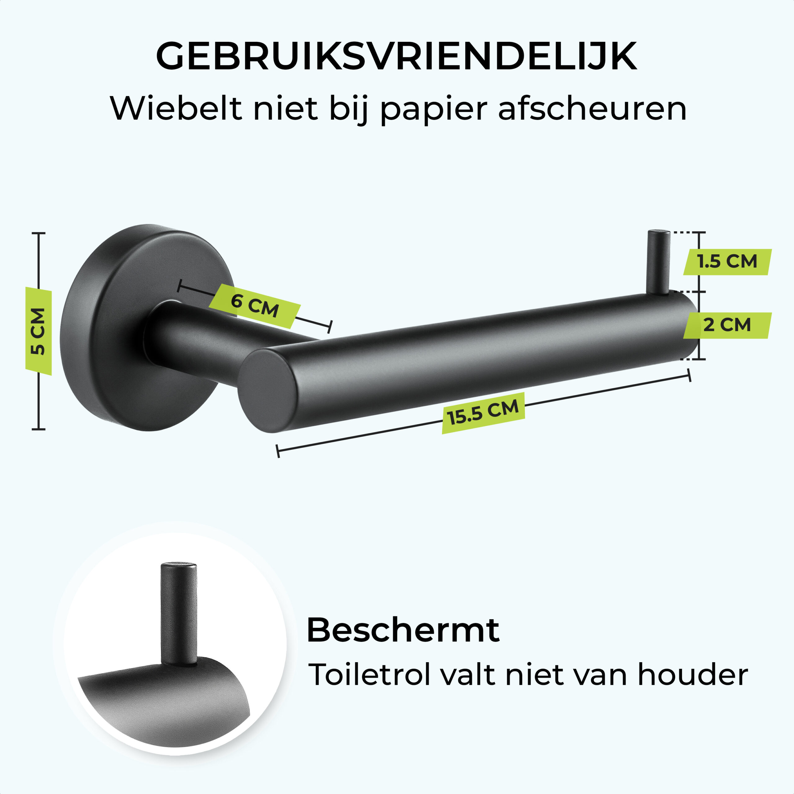 Industriële toiletrolhouder zwart afbeelding 5