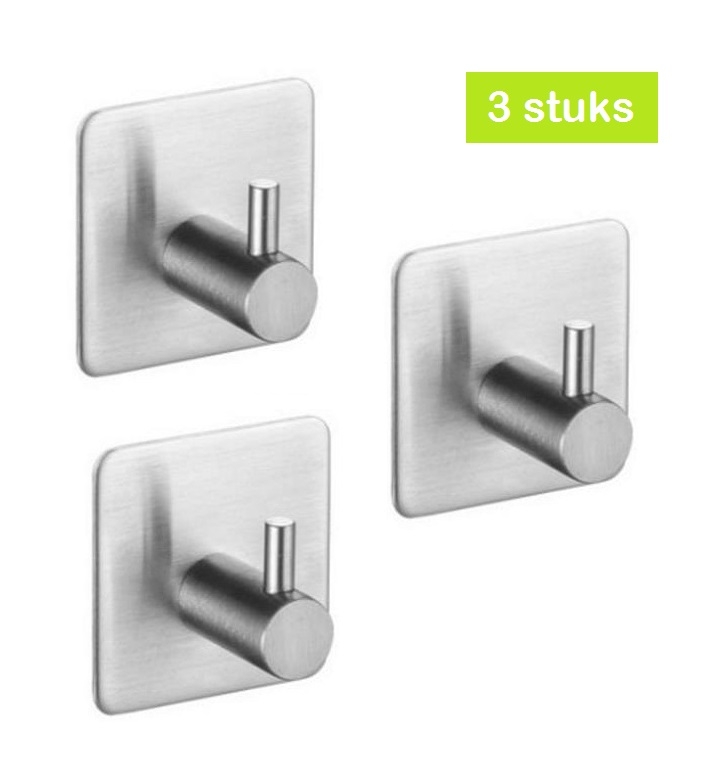 Zelfklevende badkamerhaakjes zilver afbeelding 1