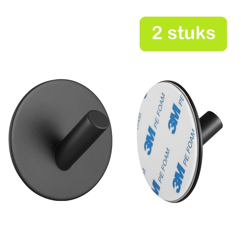 Zelfklevende handdoekhaak zwart afbeelding 1