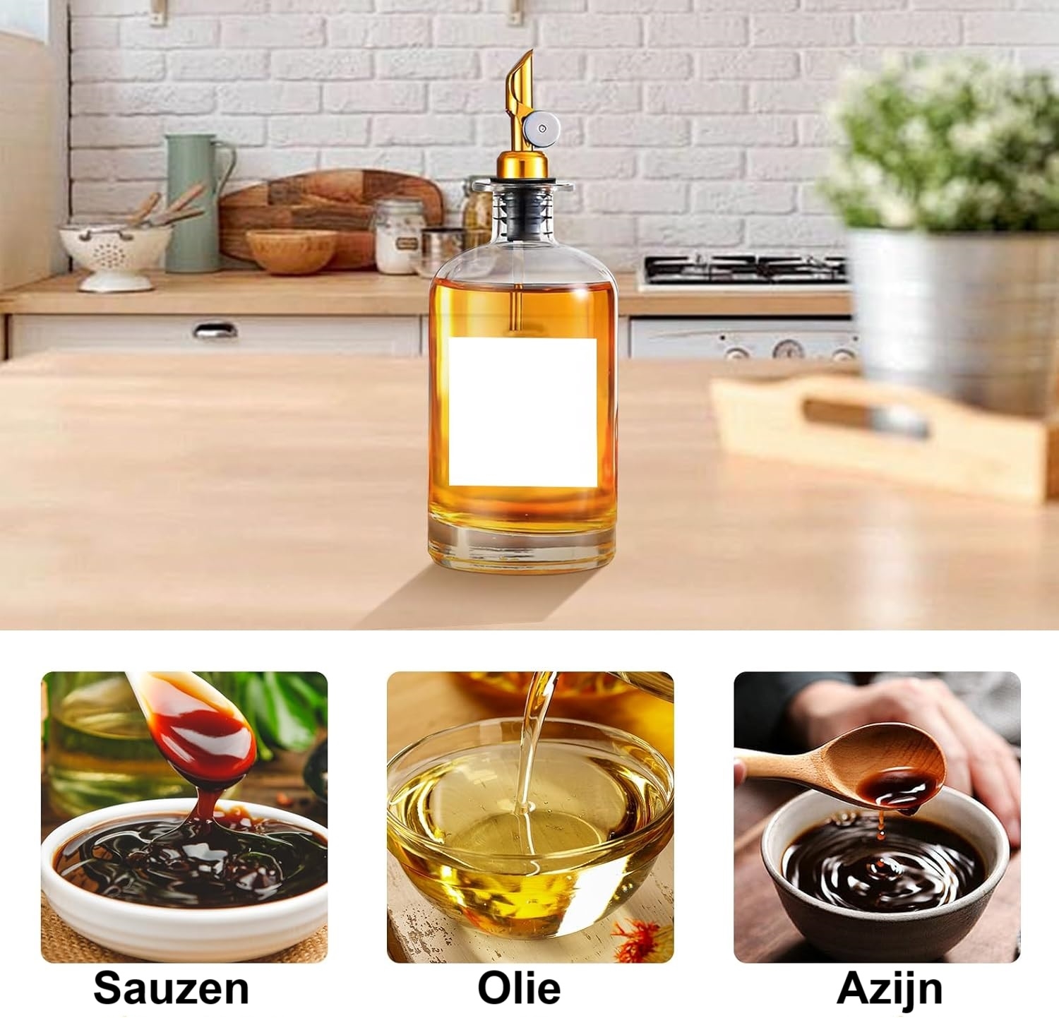 Glazen oliefles 500ml goud afbeelding 6