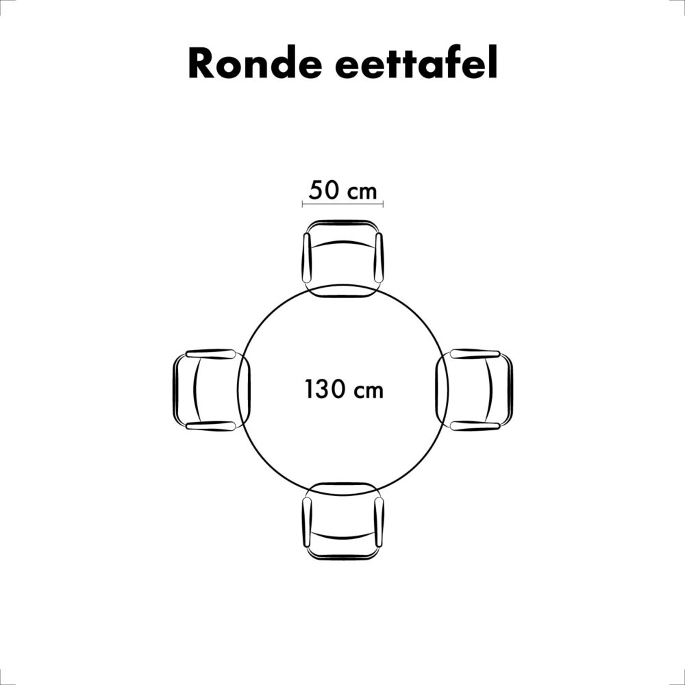 QUVIO Eettafel Sofia – Rond – Ø 130 cm – Stalen kruispoot – FSC® gecertificeerd mangohout – Zwart