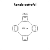 QUVIO Eettafel Sofia – Rond – Ø 130 cm – Stalen kruispoot – FSC® gecertificeerd mangohout – Zwart