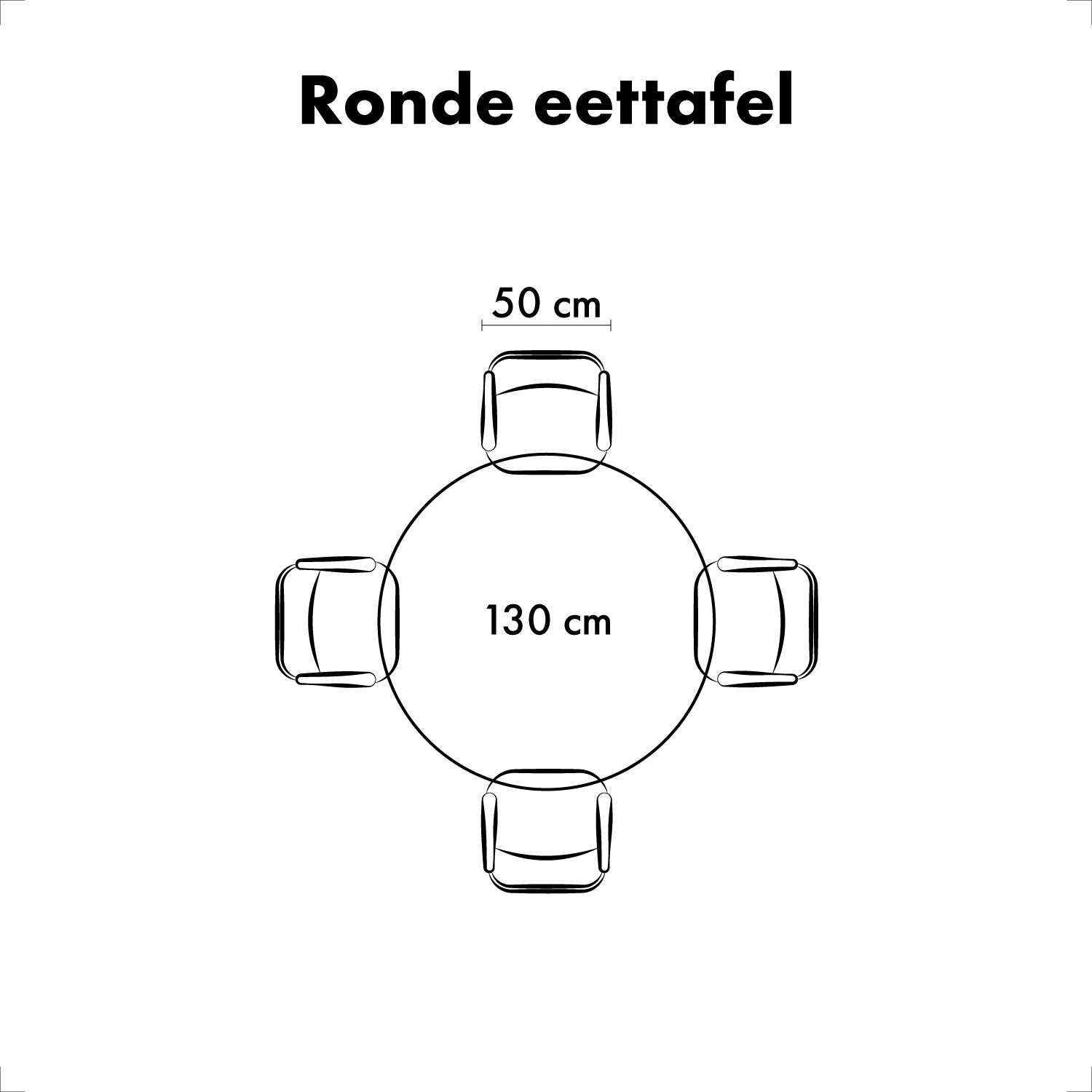 QUVIO Eettafel Sofia – Rond – Ø 130 cm – Stalen kruispoot – FSC® gecertificeerd mangohout – Zwart