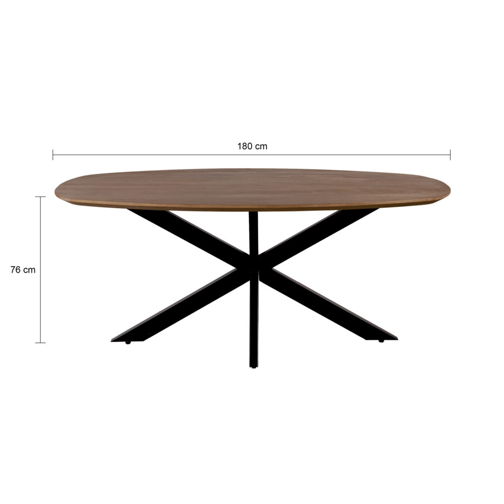 Eettafel, tafel, Eettafel 180x90 cm, Bruine eettafel, eettafel bruin, Deens ovale eettafel, Eettafel deens ovaal, Mangohouten eettafel, eettafel mangohout, Houten eettafel, eettafel hout
