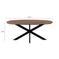 Eettafel, tafel, Eettafel 180x90 cm, Bruine eettafel, eettafel bruin, Deens ovale eettafel, Eettafel deens ovaal, Mangohouten eettafel, eettafel mangohout, Houten eettafel, eettafel hout