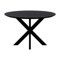 QUVIO Eettafel Sofia – Rond – Ø 130 cm – Stalen kruispoot – FSC® gecertificeerd mangohout – Zwart