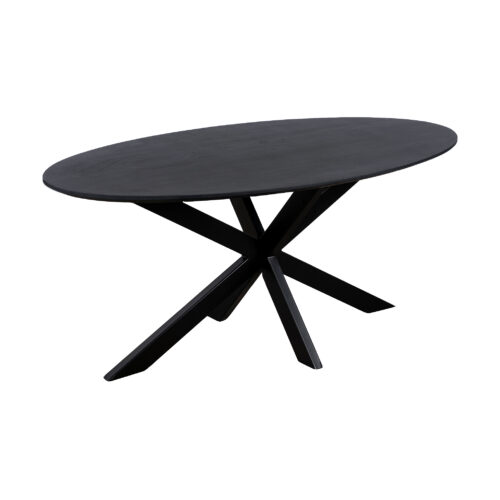 QUVIO-Eettafel-kruispoot-Sofia-Ovaal-160x90cm-Zwart-8484545