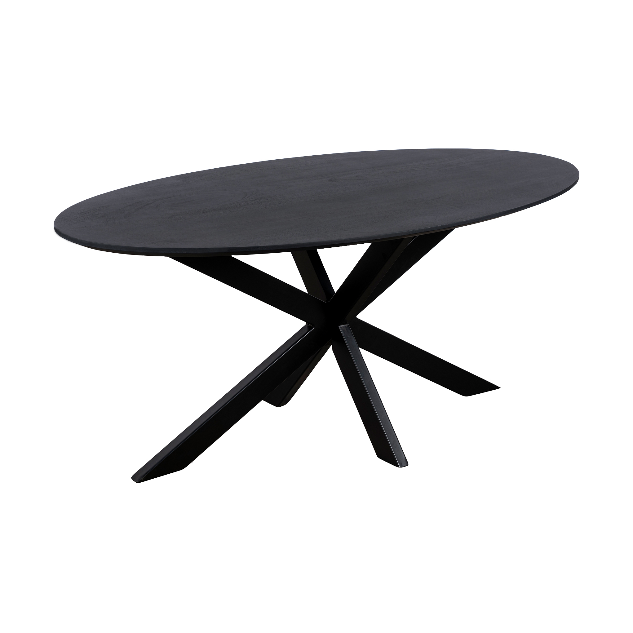 QUVIO-Eettafel-kruispoot-Sofia-Ovaal-160x90cm-Zwart-8484545