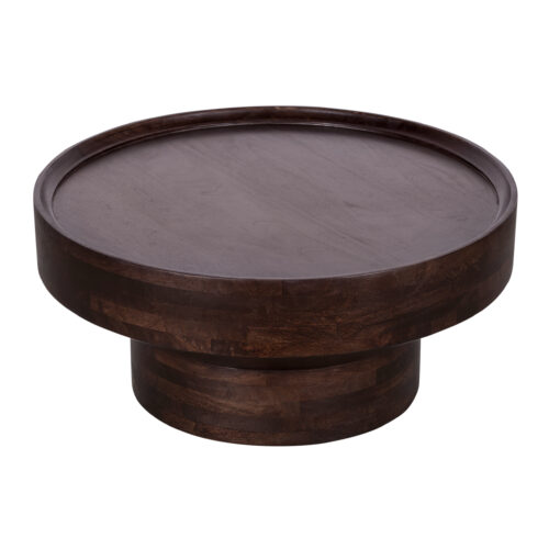walnoot bruine salontafel, salontafel, ronde tafel, tafel, ronde salontafel, ronde salontafel in walnoot bruin mangohout,