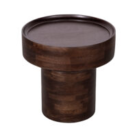 walnoot bruine bijzettafel van mangohout, ronde bijzettafel, houten tafel, tafel, bijzettafel, bijzettafel rond, walnoot bruine bijzettafel,