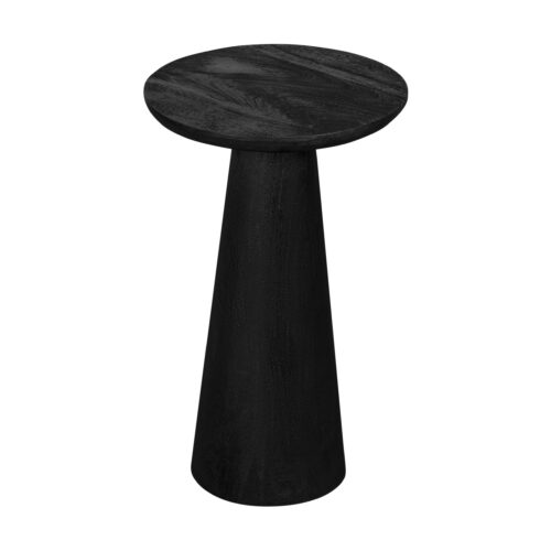 bijzettafel, gezandstraalde ronde bijzettafel van FSC-hout, zwarte bijzettafel, bijzettafel hout, bijzettafel zwart, bijzettafel rond, zwarte bijzettafel van hout, sfeer