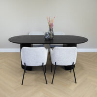Eettafel, eettafel ovaal, eettafel zwart, eettafel 200 cm, sfeer