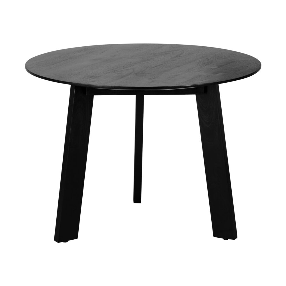 ronde eettafel hout van 105 cm, ronde zwarte eettafel, eettafel rond zwart, zwarte eettafel Lien, ronde eettafel zwart, eettafel, tafel, eettafel rond zwart, zwarte eettafel van hout, mangohout eettafel,