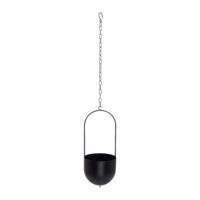 Langwerpige metalen hangbloempot, plantenbak, langwerpige plantenbak, zwarte bloempot, hangende bloempot, bloempot, zwevende plantenbak, langwerpige metalen bloempot in het zwart,