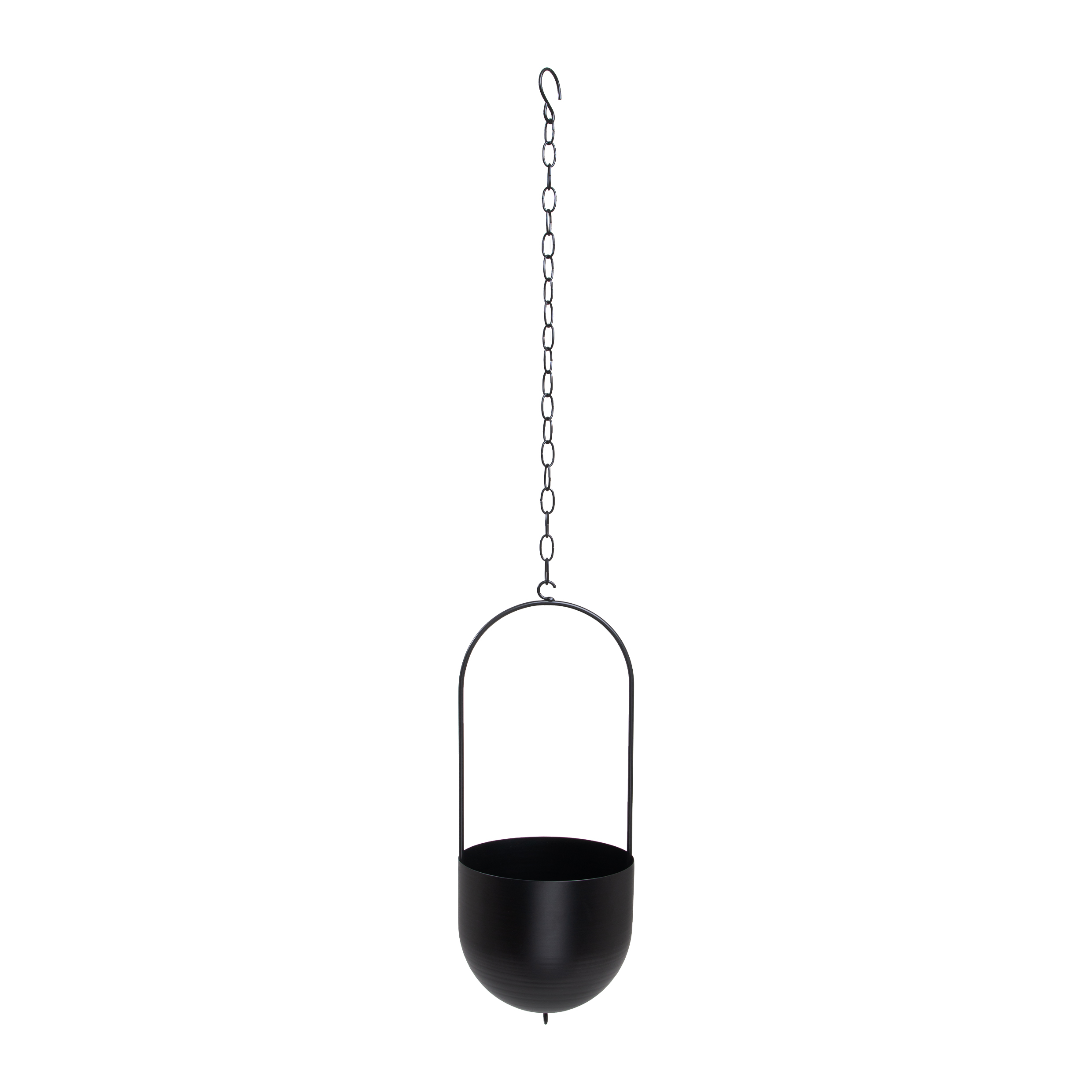 Langwerpige metalen hangbloempot, plantenbak, langwerpige plantenbak, zwarte bloempot, hangende bloempot, bloempot, zwevende plantenbak, langwerpige metalen bloempot in het zwart,
