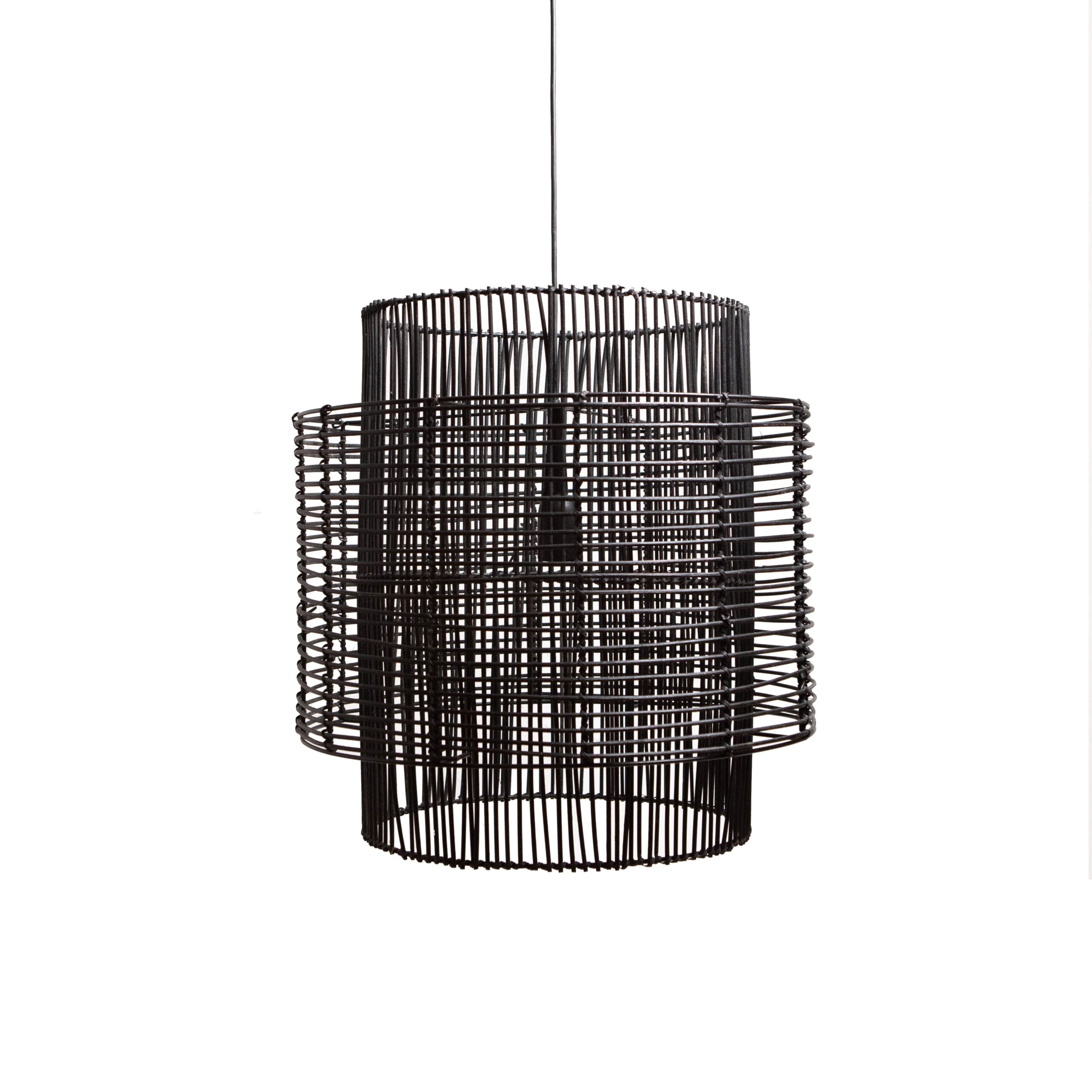 QUVIO Hanglamp landelijk – Platte vorm van beton – Diameter 21 cm