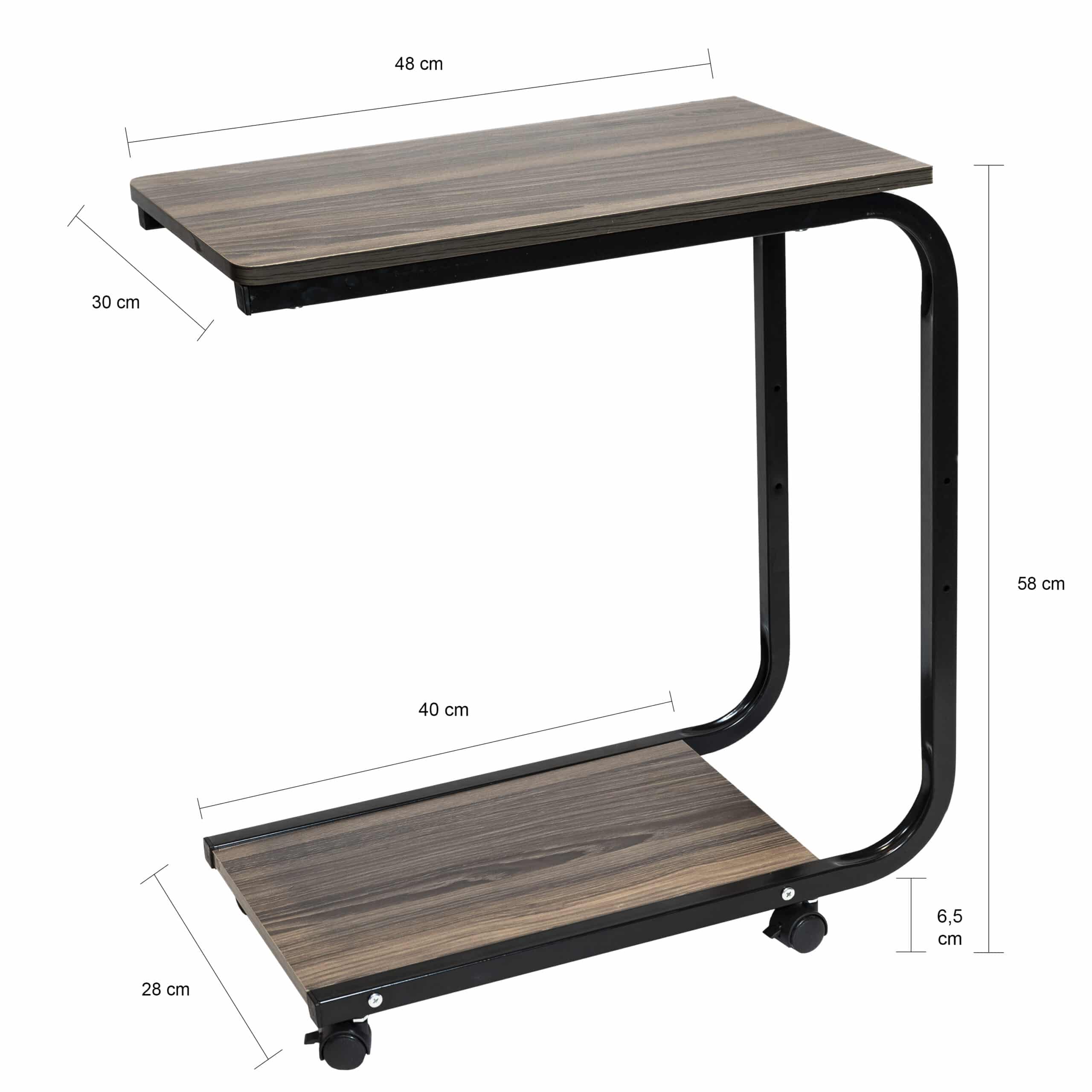 Hout met metalen bijzettafel van 30 x 51 x 56 cm