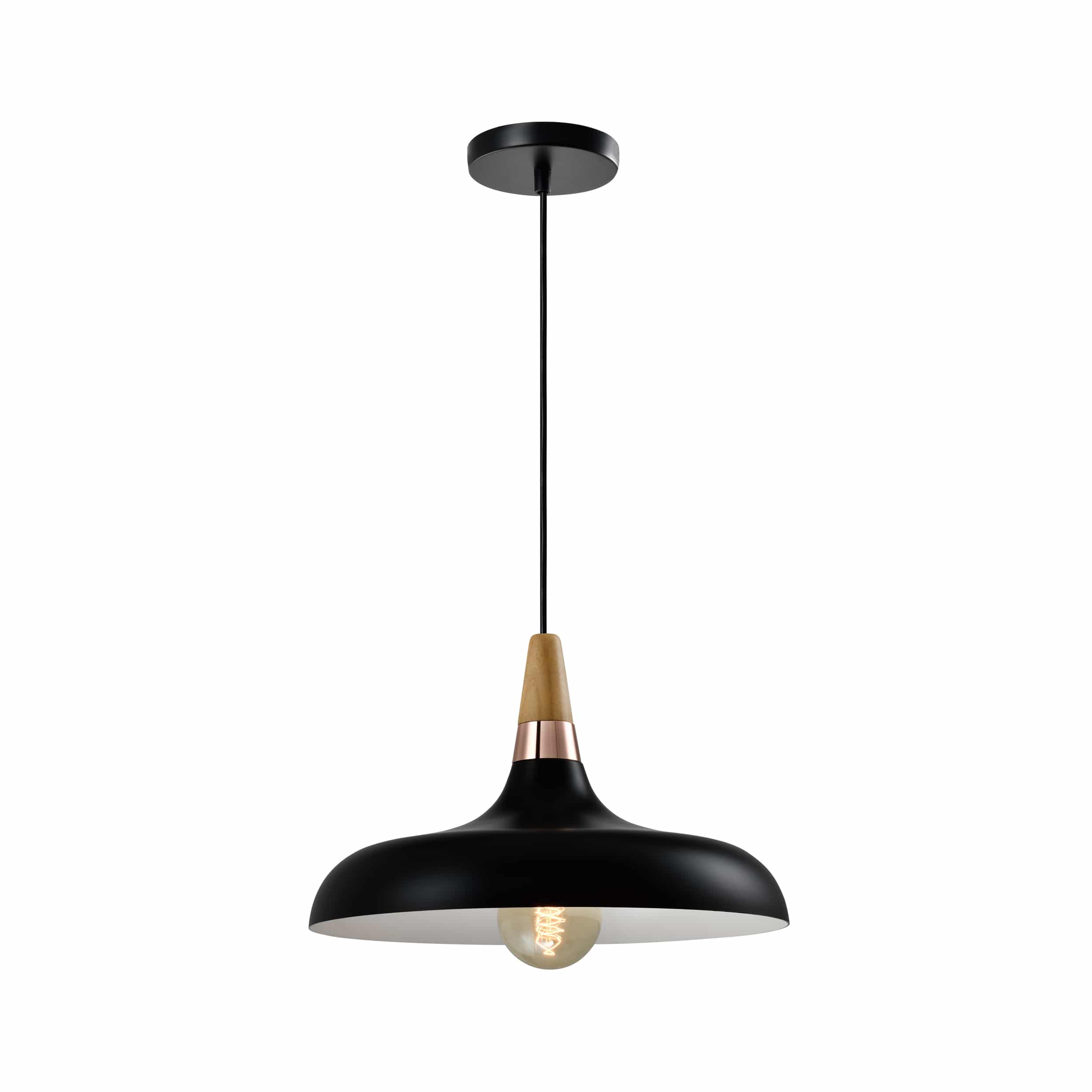 simplistische zwarte lage retro hanglamp