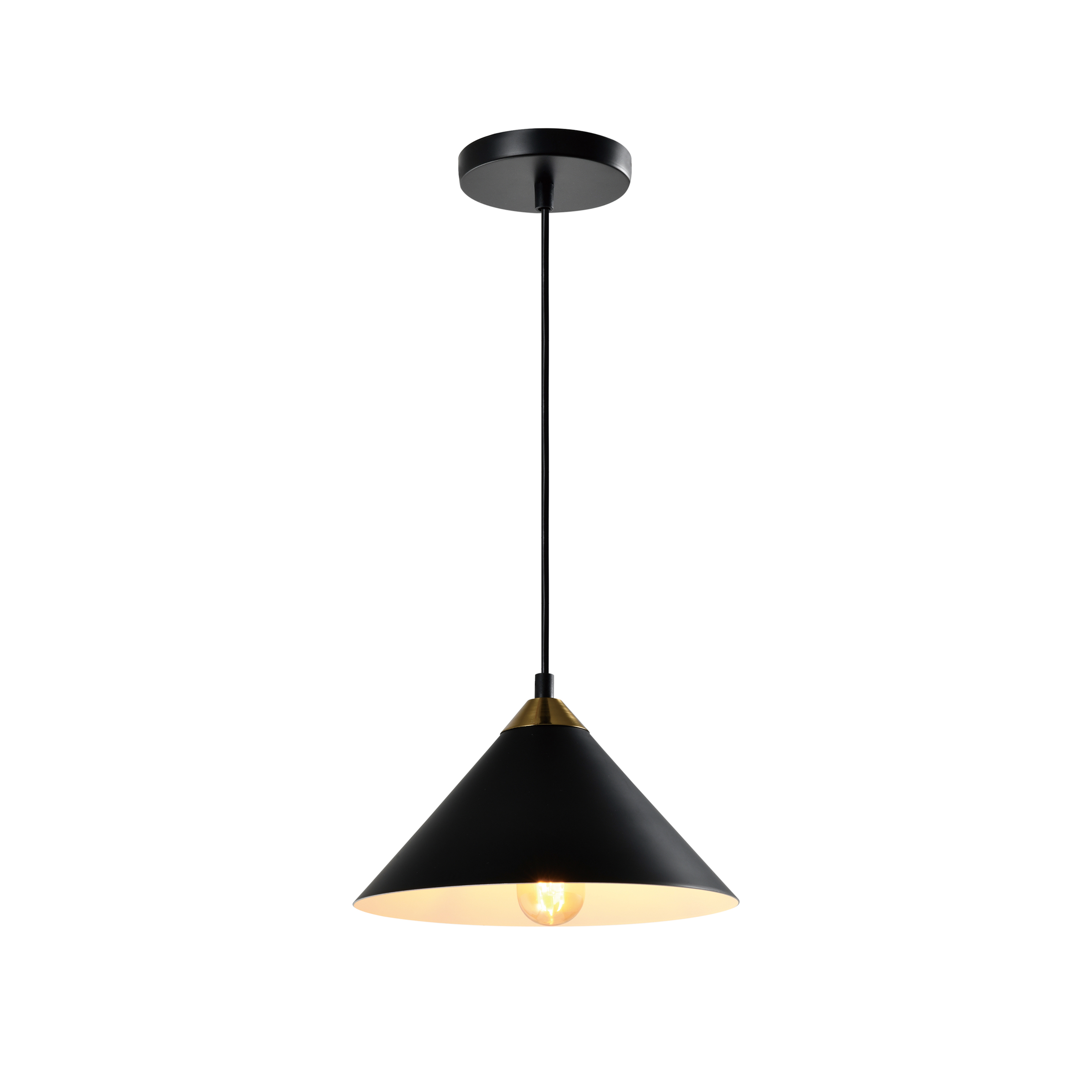 zwarte retro kegelhanglamp