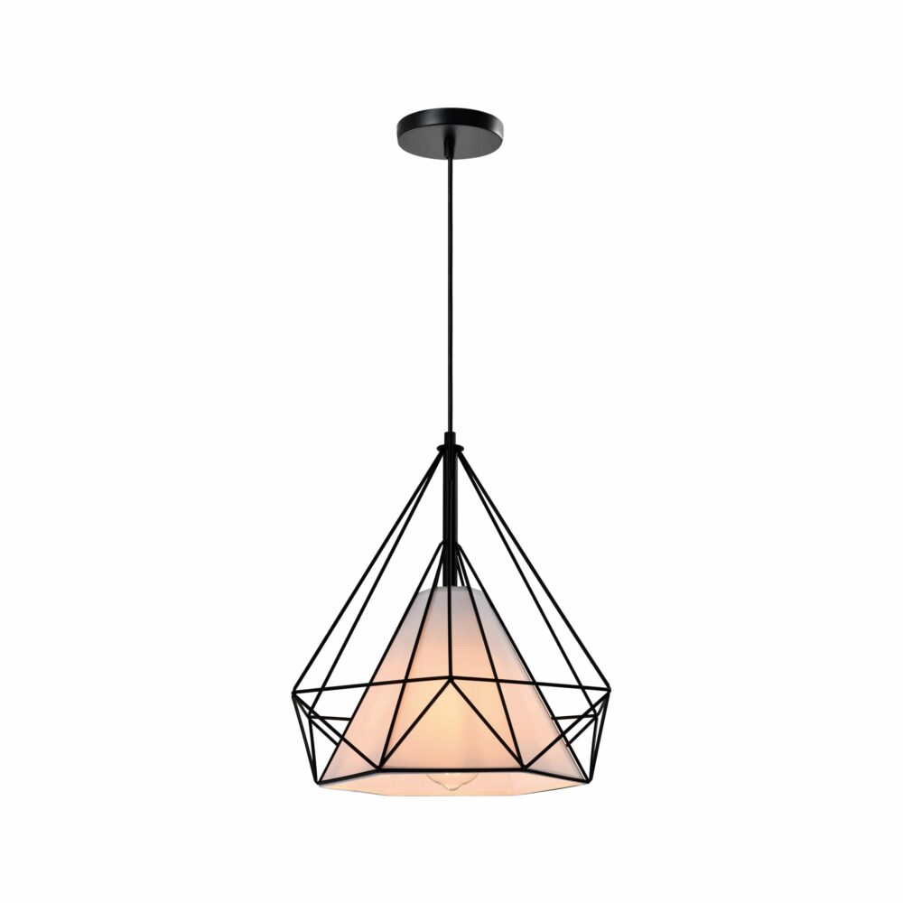 Zwarte Hanglamp met verlichting die aanstaat