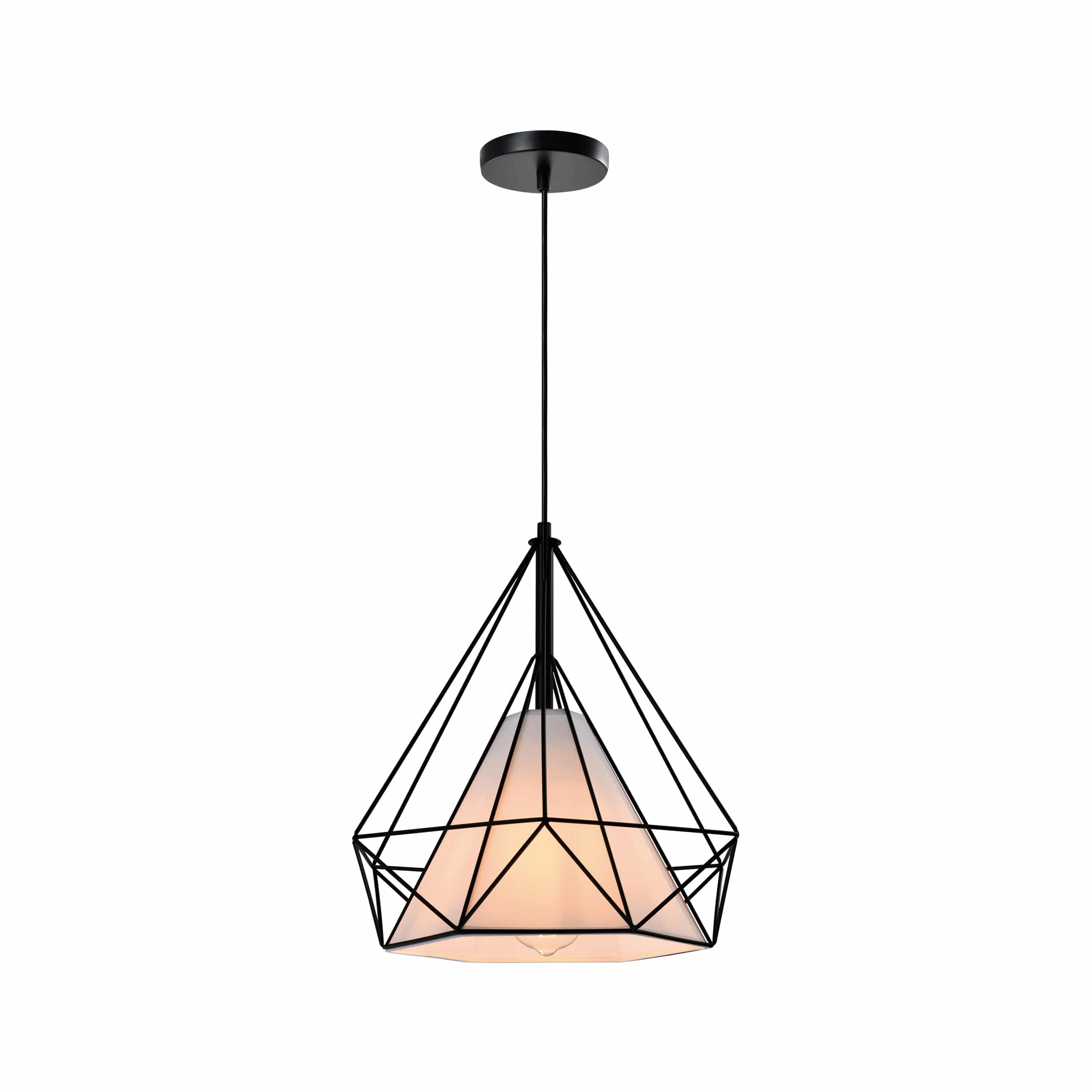Zwarte Hanglamp met verlichting die aanstaat
